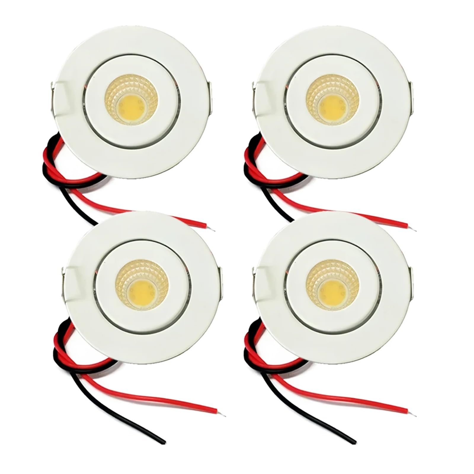4x Oprawa wpuszczana LED typu Downlight 3W 12V 24V Do wpuszczanego otworu 45mm 1,6 cala Lampa do kampera RV Slim(White Shell,WHITE 6000K_DC 12-24V)
