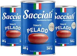 Tomate Pelado Inteiro Sacciali Kit com 3 Latas de 400g – Sabor Natural e Qualidade Italiana
