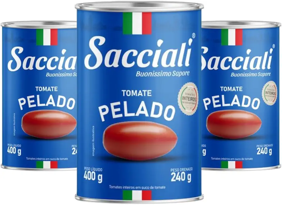 Tomate Pelado Inteiro Sacciali Kit com 3 Latas de 400g – Sabor Natural e Qualidade Italiana