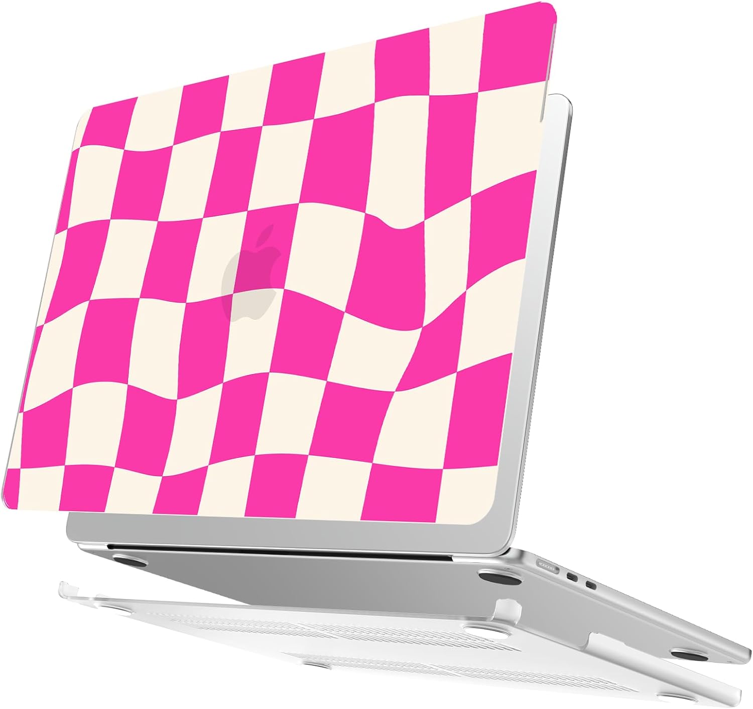 AKIT Compatible with MacBook Air 13 Inch Case 2026 2025 2024-2022 M4 M3 M2 A3240 A3113 A2681, Pattern Shell Laptop Case+Screen Protector+Keyboard Cover for Mac Air 13.6 Inch, Hot Pink Checkboard - Image 4