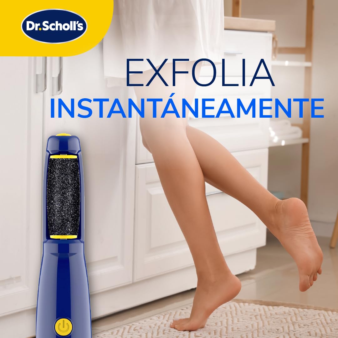 Lima eléctrica para pedicura de Dr. Scholl's: exfolia y elimina durezas y callos al instante. Suaviza los pies en segundos. Pule con suavidad. Ideal para viajes. Incluye pilas AAA