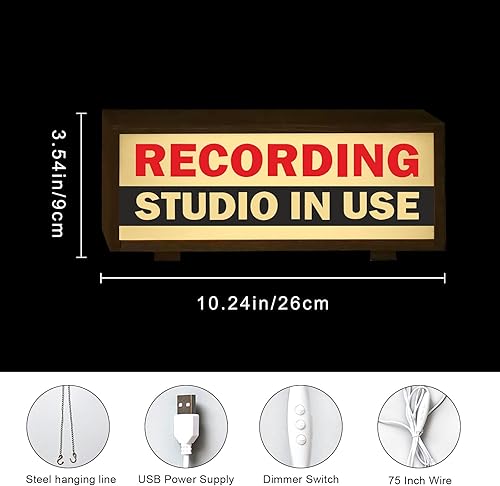 Miniatura 2 de Estudio de grabación LED retro, letrero insonorizado para habitación, caja de luz de grabación en uso, luz para serpentinas, podcasters, músicos,