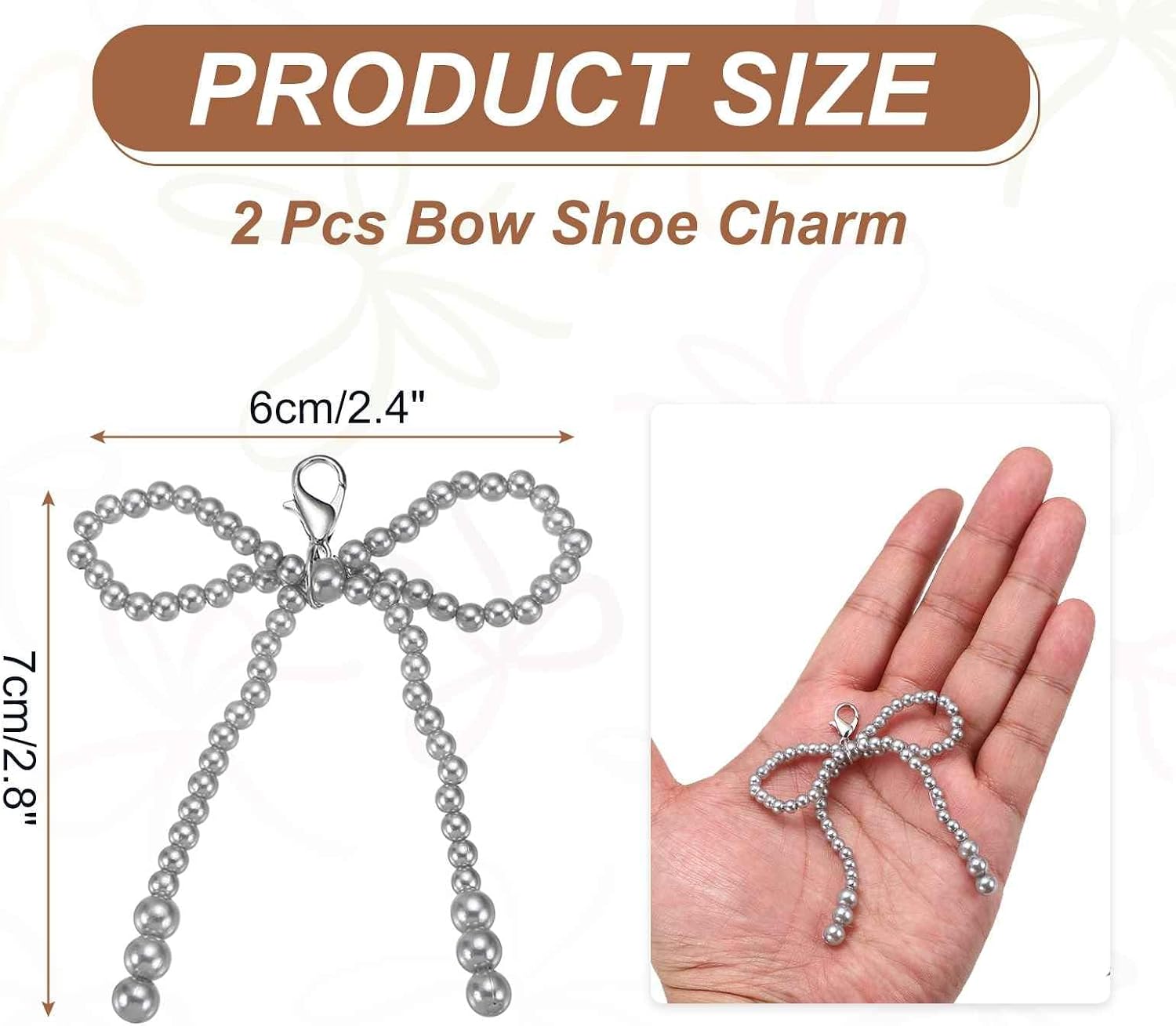 MECCANIXITY Pearl Bow Shoe Charm for Sneakers Bowknot Shoes Decoration Buckle Pearl Beaded Chain for DIY Dress Jewelry