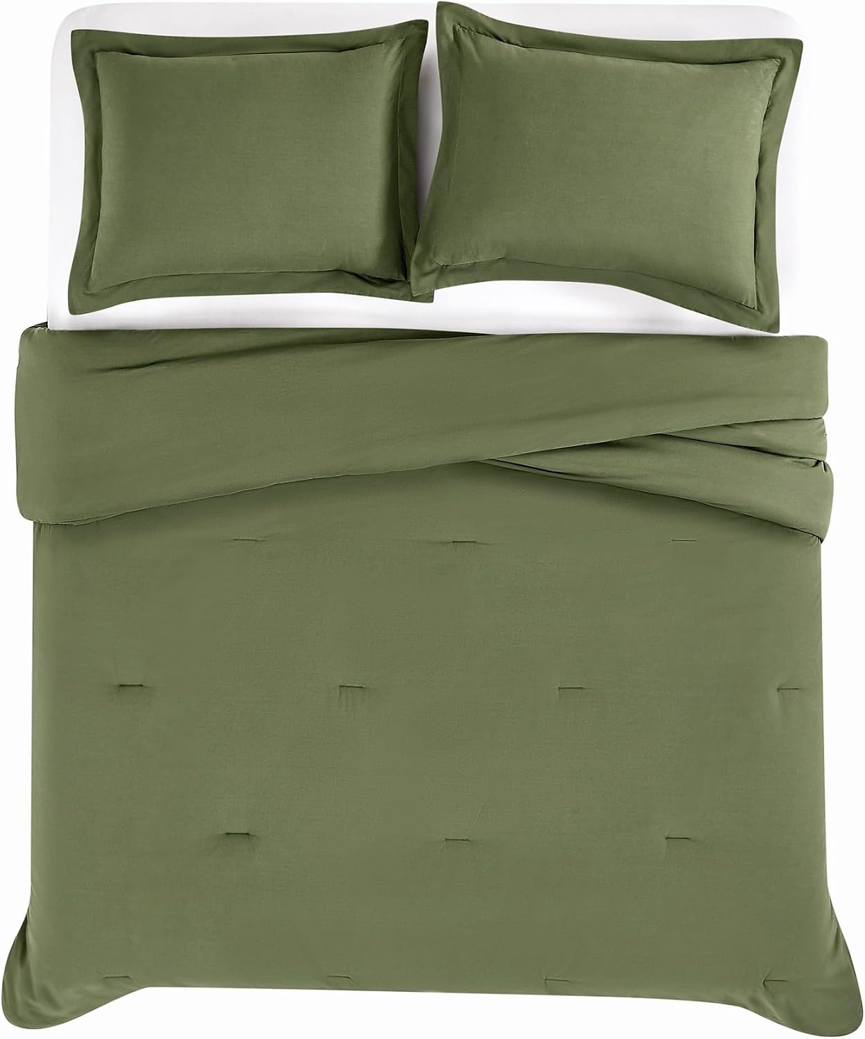 Frye Vintage Washed 100% Cotton 3-Piece Full/Queen Comforter Set in Green, Solid Color, Oeko-TEX Certified