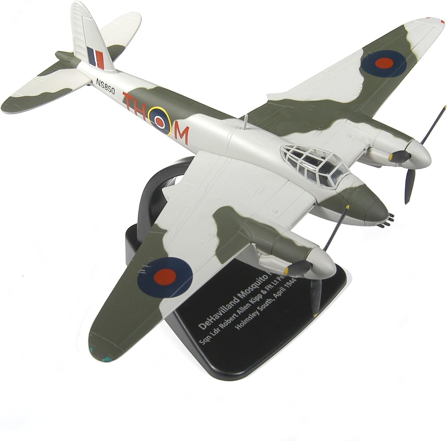 DeHavilland Mosquito MKVI Combat Aircraft Sqd Ldr Robert Allen Kip and Flt Lt Peter Huletsky Holmsley South 1944 Royal Air Force Aviation Series 1/72 Diecast Model Airplane Diecast AC014
