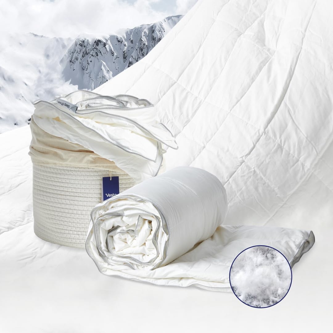 Vesta Hungarian Goose Down Cooling Blanket for Hot Sleepers, Moisture & Thermal Control for Summer & Sweaty Sleepers, King Size (Alaskan White, 285g, 0.62 lbs)