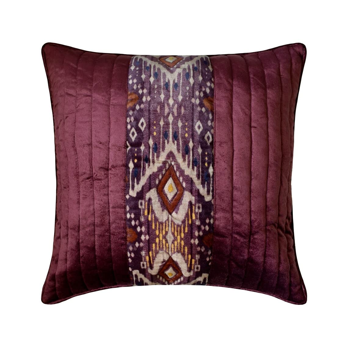 The HomeCentric Decorative Purple Pack of 2, 50x50 cm (20"x20") Toss Cushion Covers, Velvet Quilting & Patchwork Toss Cushion Covers, Ikat Pattern Contemporary Style - Ikat Dye