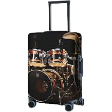Travel Luggage Cover Elastic Suitcase Cover 18-32 inch Drum Set Suitcase Covers Suitcase Protector for Travel Washable Anti-scratch Suitcase Covers Luggages Decorative, Black, X-Large