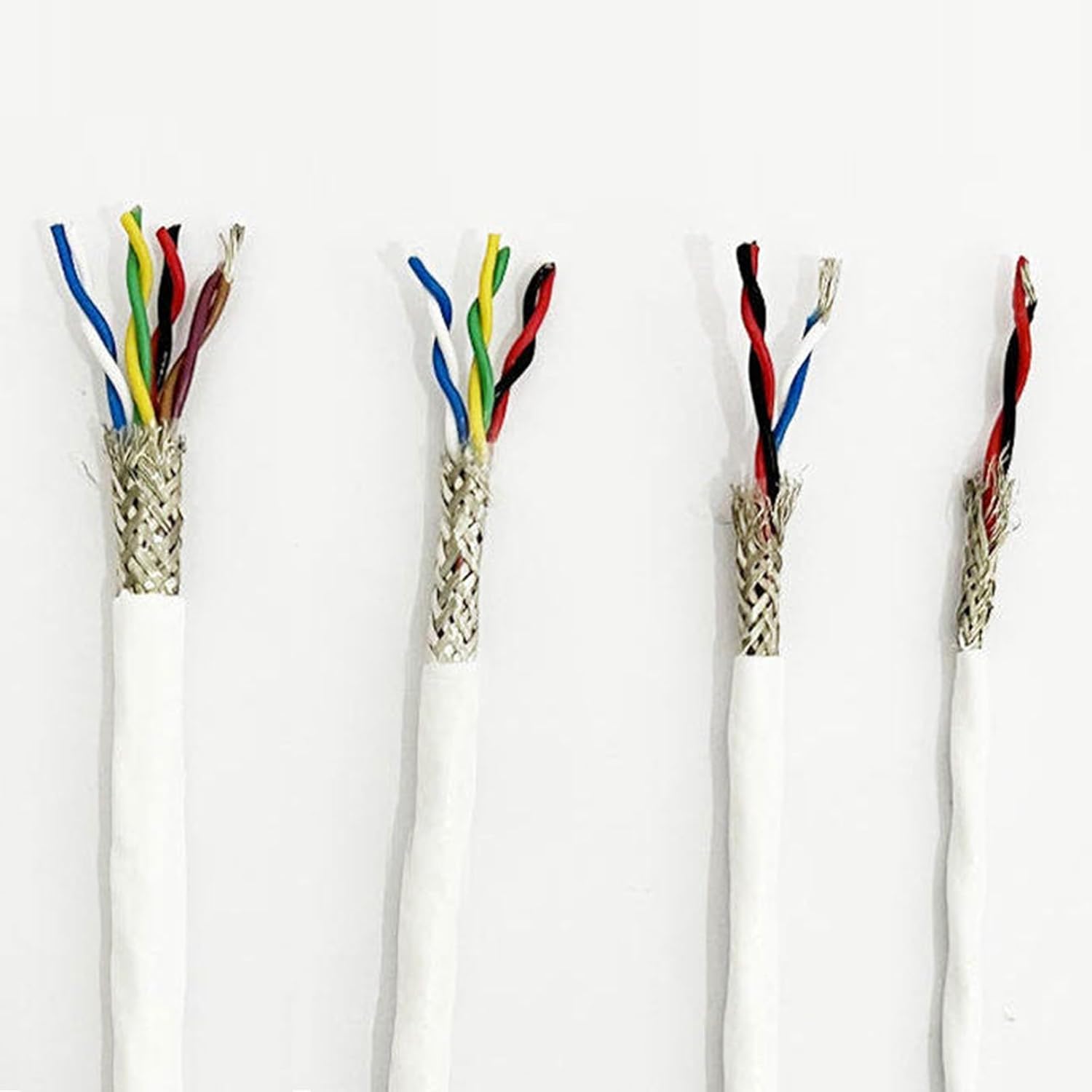 2/4/6/8/10 Core High Temp Shielded Twisted Pair Cable, 15~28 AWG FEP Teflon Insulated Tinned Copper Wire, 600V, -60°C to 200°C White Signal & Power Cable for Sensors, Motors(50ft,6C-26AWG)