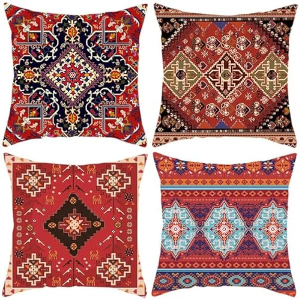 Federe per Cuscini 60x60cm,4 Pack Cuscini Divano Fodera per Cuscino, cuscini da esterno Boho,Federa per Divano Casa Soggiorno Camera da Letto Decorazione per Interni Quadrate per Cuscino CR-597
