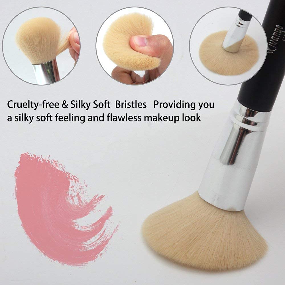 Qivange Fan Makeup Brushes, Professional Makeup Brushes Set Eyeshadow Bronzer Foundation Brushes Set with Cosmetic Bag
