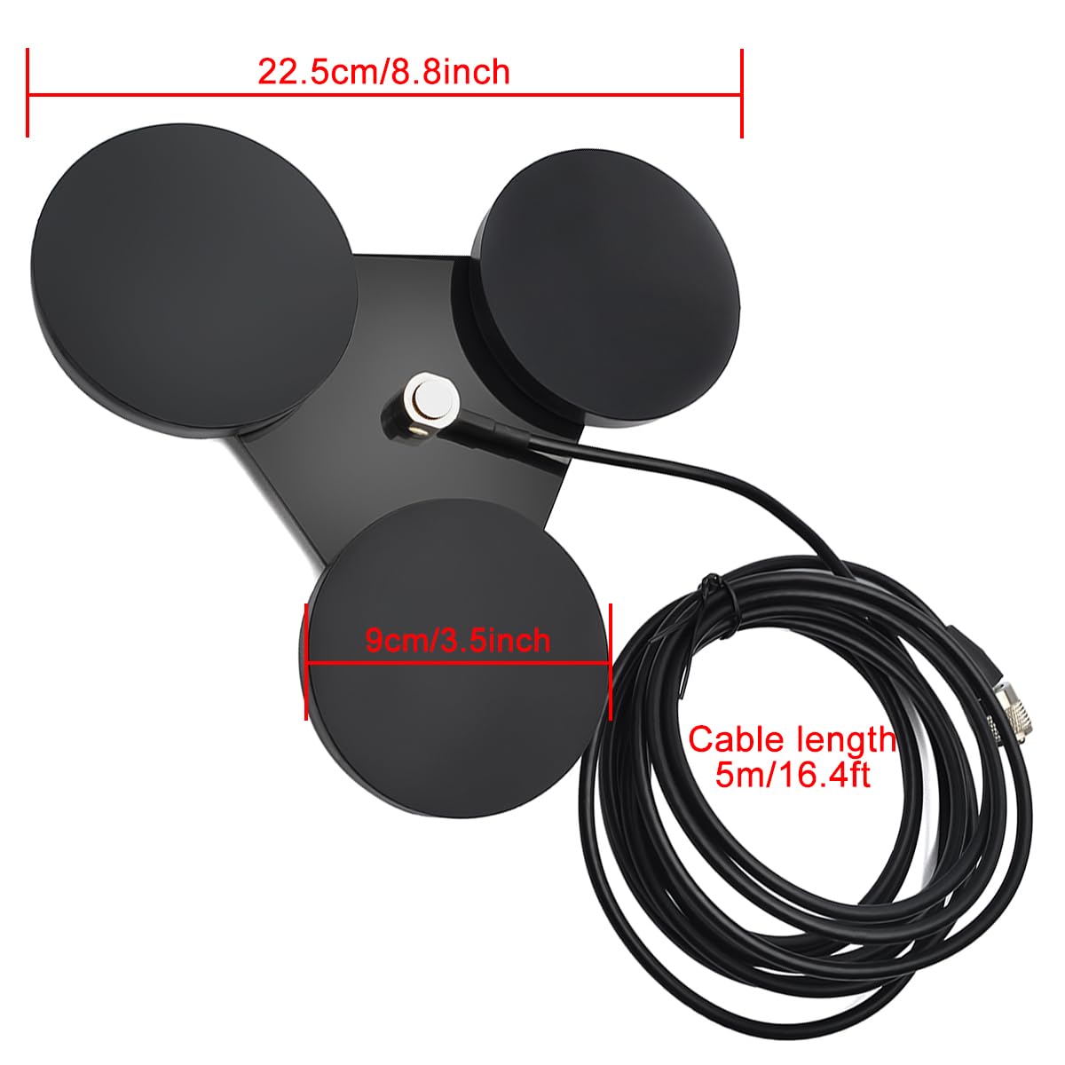 Base Montage Magnétique Robuste pour Antenne CB/VHF/UHF avec Connecteur SO239, Câble Coaxial RG58 PL259 de 5 mètres, pour Voiture/Camion, Extérieur, Maritime