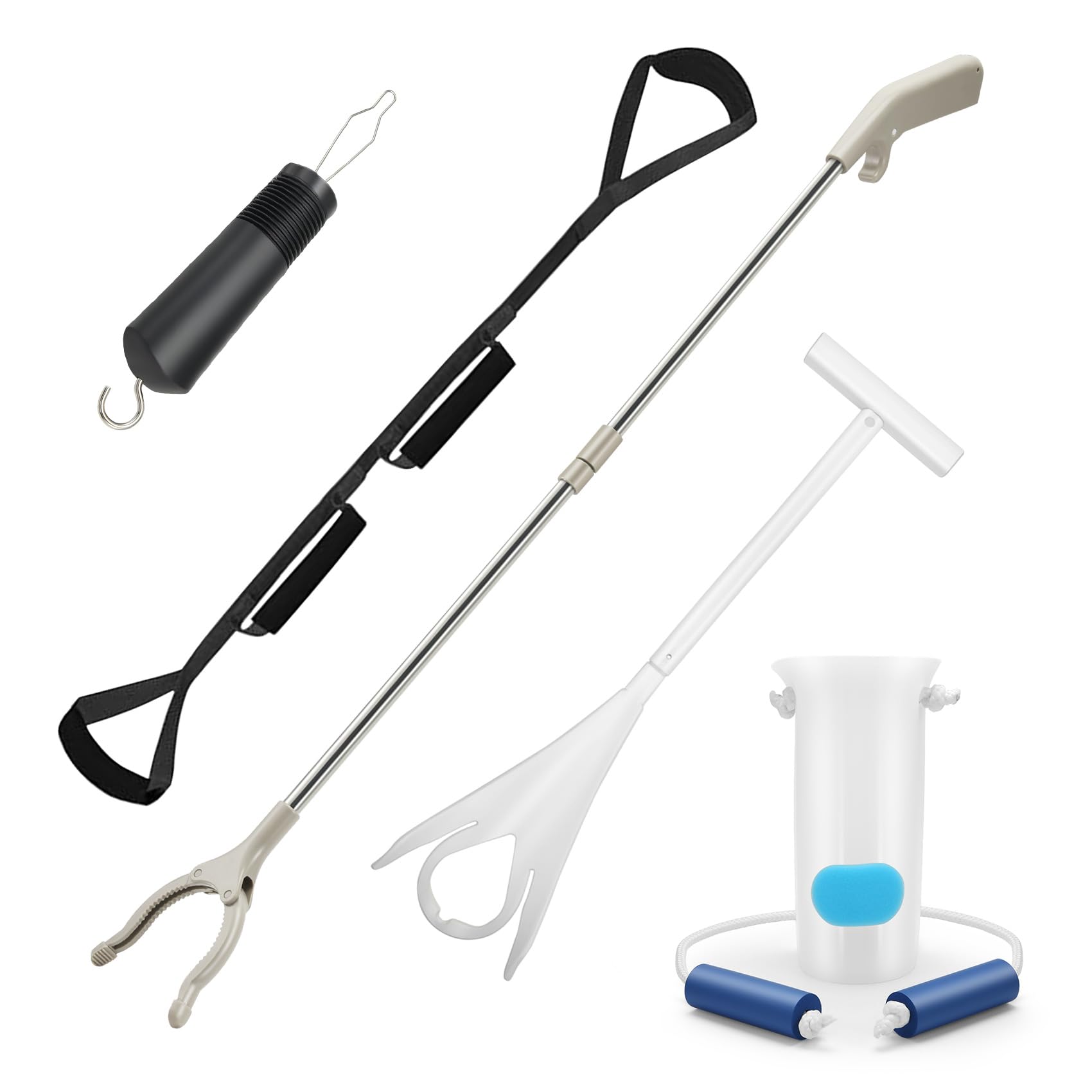 5 piezas de ayuda de recuperación de reemplazo de cadera, ayudas de calcetines para poner y quitar calcetines, kit de cadera con agarrador, dispositivo de ayuda para calcetines, levantador de