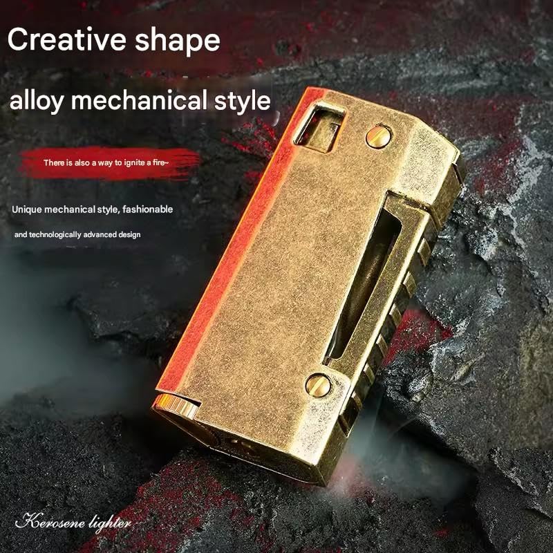 Image of Smoke King Vintage Triple Side Switchable Flame Lighter (Gold) Unique Antique Style Refillable Lighter
