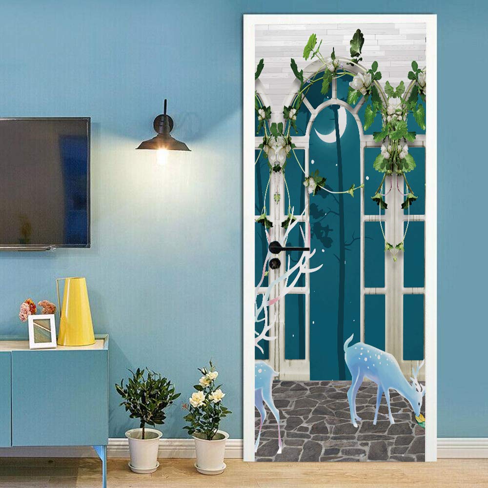 Autocollant de porte fleurie amovible pour masquer les imperfections de vos murs