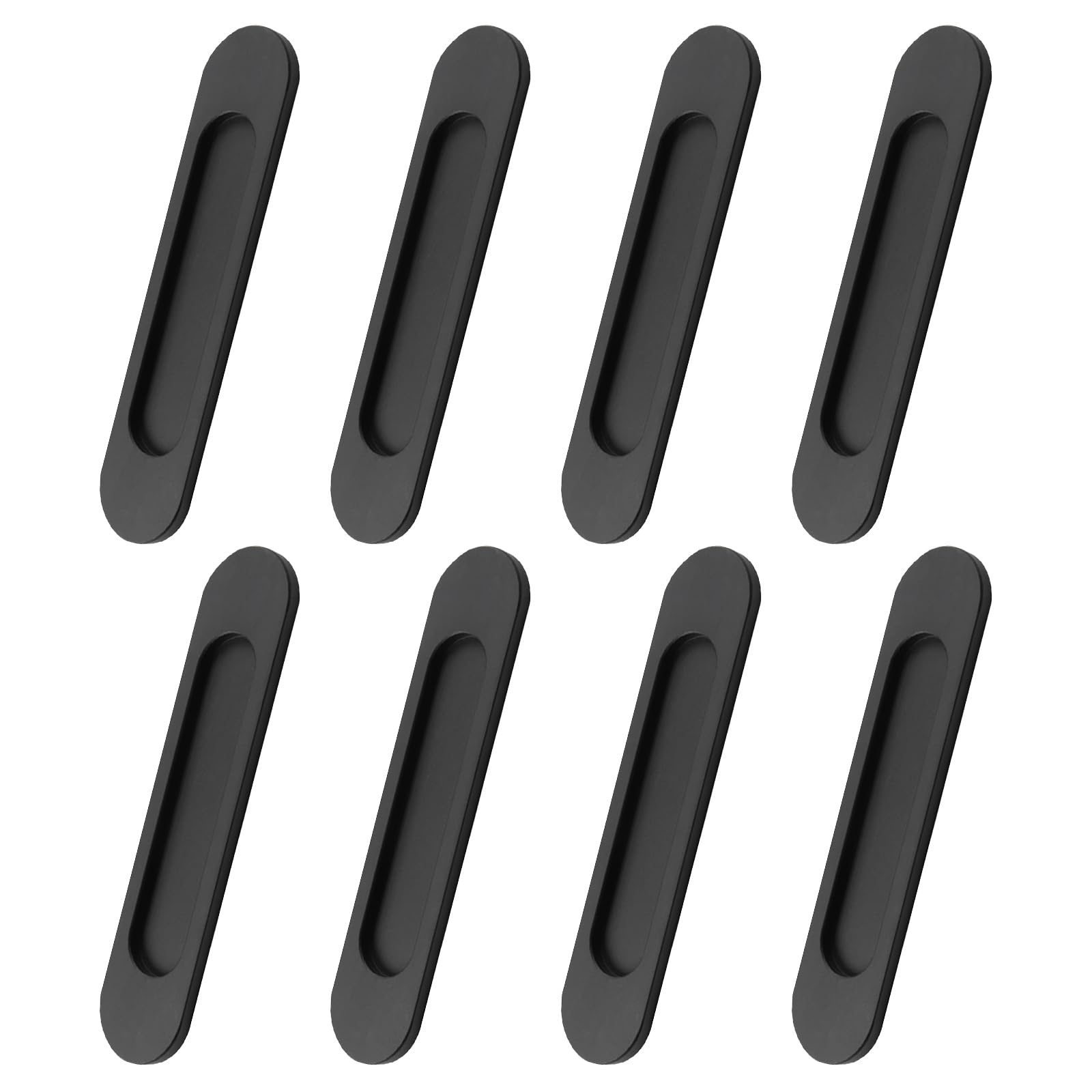 MOROBOR Self-Stick Oval Sliding Door Pulls, 8pcs Aluminum Alloy Recessed Push Pull Helper Punch-Free Handle for Sliding Barn Door Closet Cabinet Drawer Wardrobe (Matte Black, 180mm) — image 1