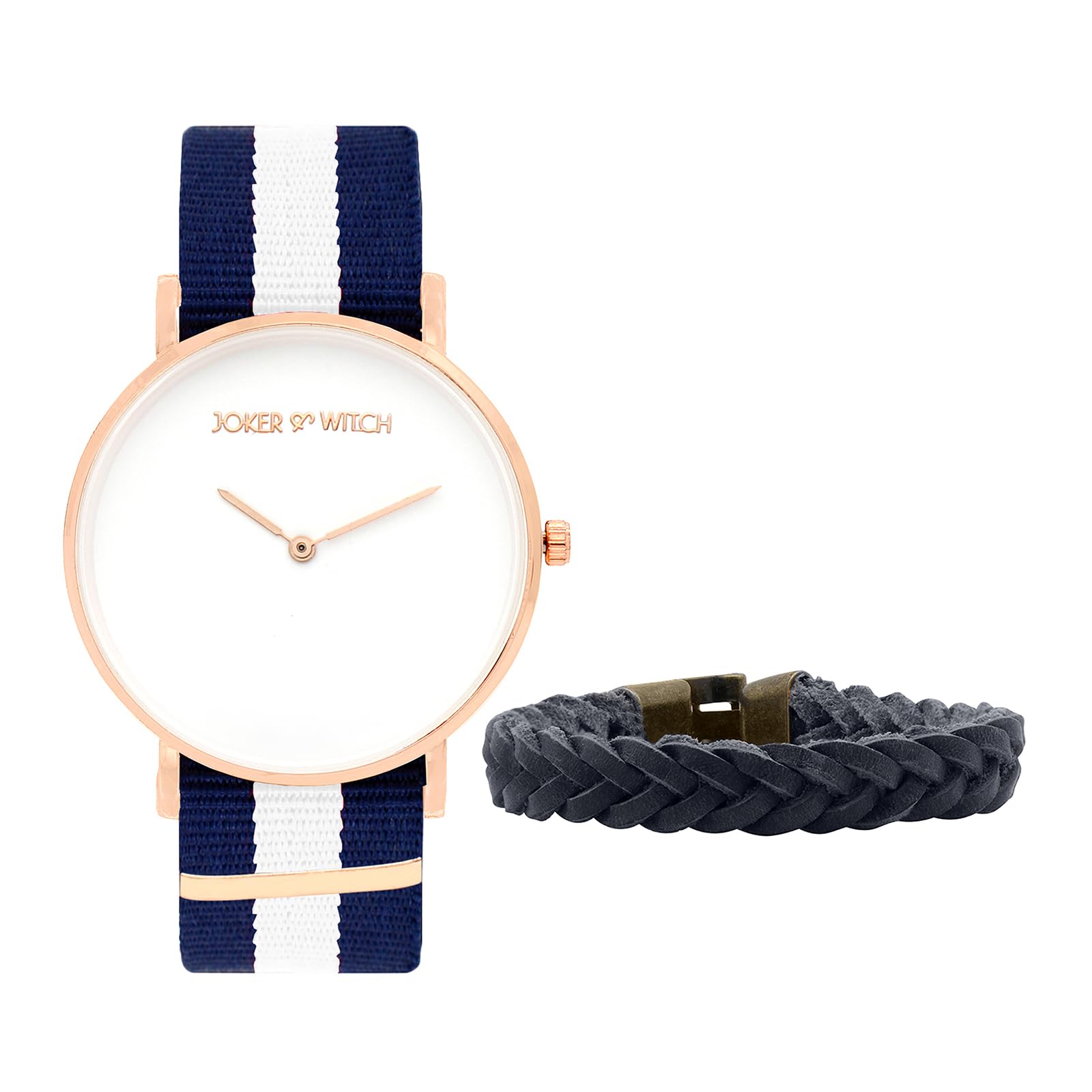 Fabric Joker And Witch Adrian Blue & White Dial Nato Men Analogue Watch Bracelet Stack, Blue Band-image-2