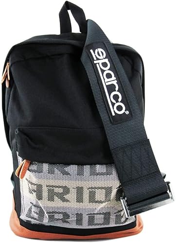 Miniatura 6 de W-POWER Q1-TECH, JDM Bride Racing Mochila de viaje para laptop con parte inferior marrón con correas de arnés ajustables, Gradación, Correa negra