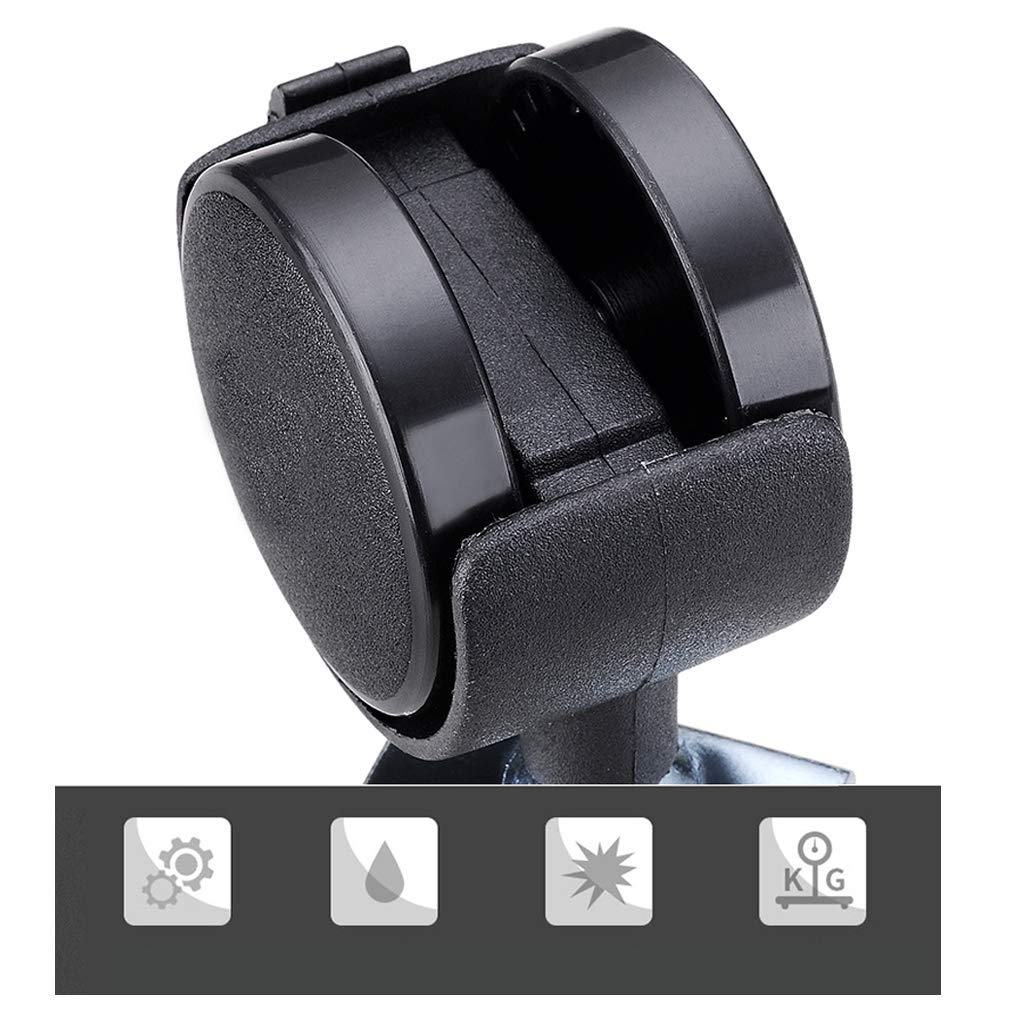 50mm Roulettes de Lit d'enfant,4 Roulettes de Berceau Pivotantes,Roue de Meuble avec Frein,Bébé Lit Accessoires,Double Roue,Charge 70kg,pour Table Basse,Noir,avec Support en U (20mm/0.8in)
