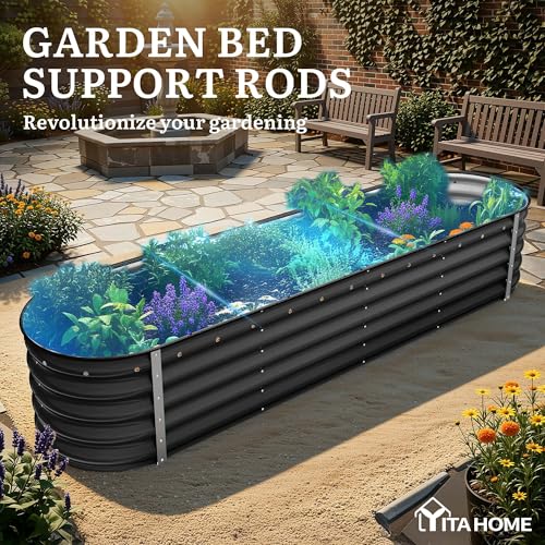 YITAHOME 8x2x1.5ft Raised Garden Bed Kit, 17" Tall 9 in 1 Large Galvanized Metal Planter Box with Gloves & Safety Rubber, Outdoor Flower Bed for Plants Vegetables Flowers, Black by YITAHOME - Image 6