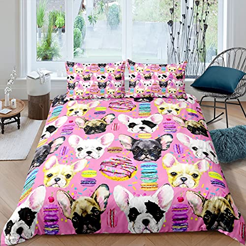 feelingyou Juego de ropa de cama para perros de postre, 200 x 200 cm, diseño de dibujos animados, diseño de cachorro, juego de funda nórdica para niños, Navidad, dormitorio, regalo, diseño de