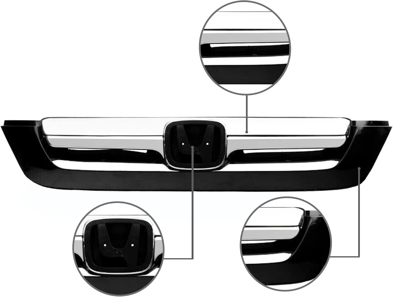 PartsFlow Grille Compatible With 2007 2008 2009 Honda CR-V Sport Front Chrome Bumper Upper Grill