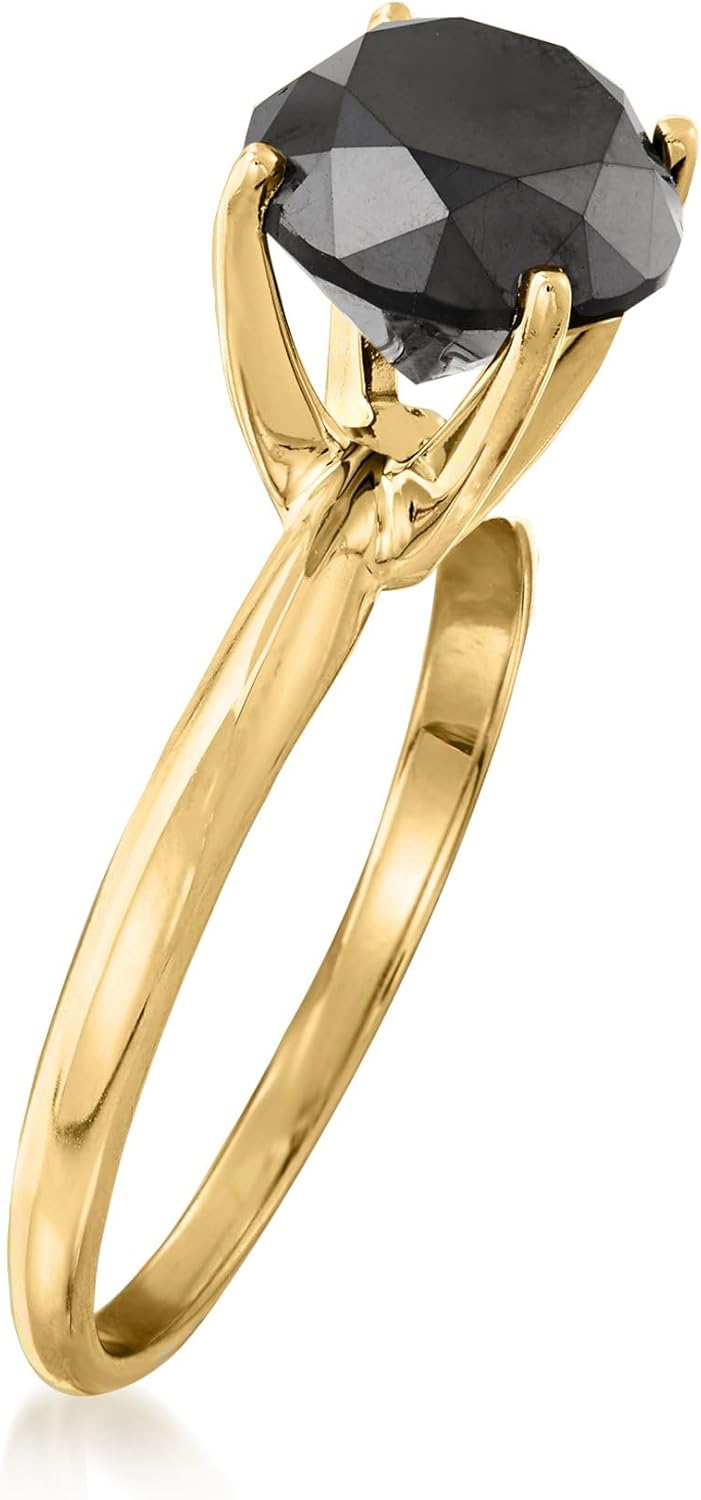 Ross-Simons 3.00 Carat Black Diamond Solitaire Ring in 14kt Yellow Gold