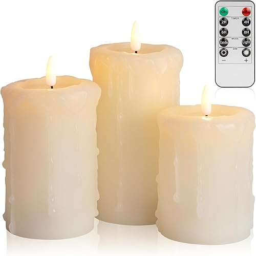 ANGELLOONG Velas sin llama con control remoto, velas que funcionan con pilas con llama parpadeante, velas LED falsas con temporizador eléctrico para