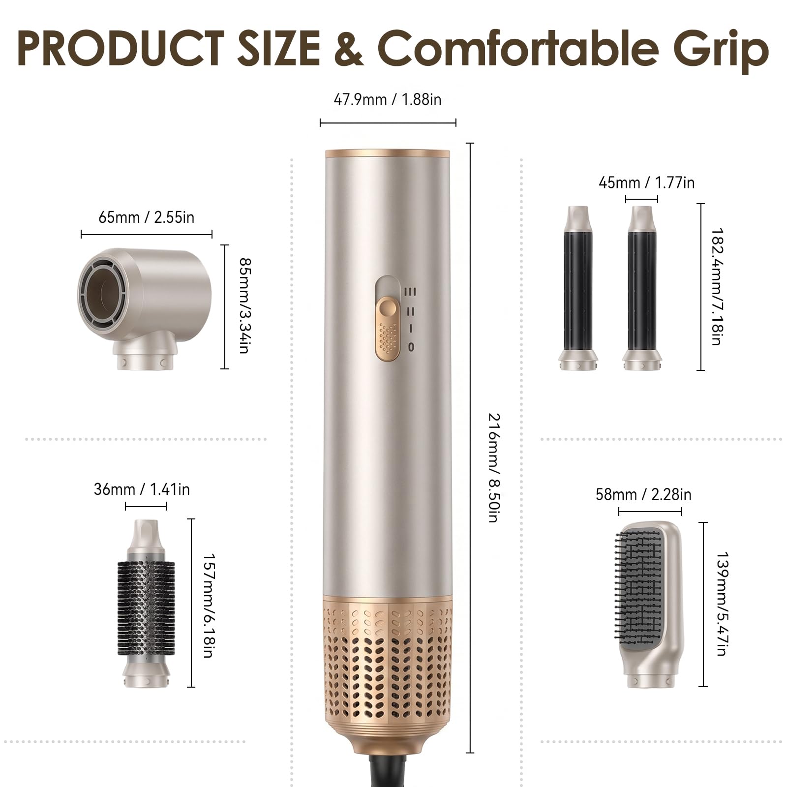 Asciugacapelli 5 in 1, Spazzola Asciugacapelli Multifunzione, Hair Styler set 1000W, Airbrush Air Styler, Spazzola Ad Aria Calda, Phon Capelli Per Asciugatura, Volume, Ricci