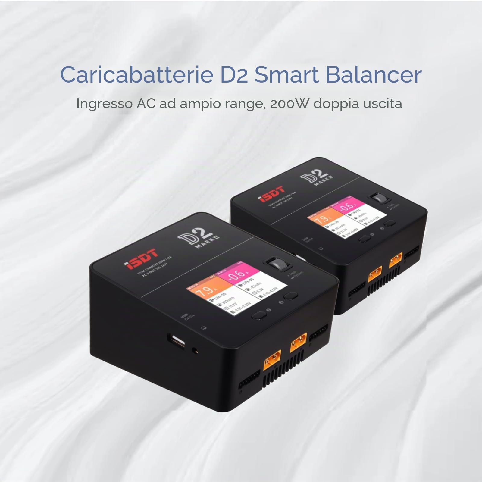 ISDT D2 Mark 2 - Caricatore intelligente per batterie LiHv/LiPo/Life/Lilon (1-6S) NiMH/CD(1-16S) Pb(1-12S)