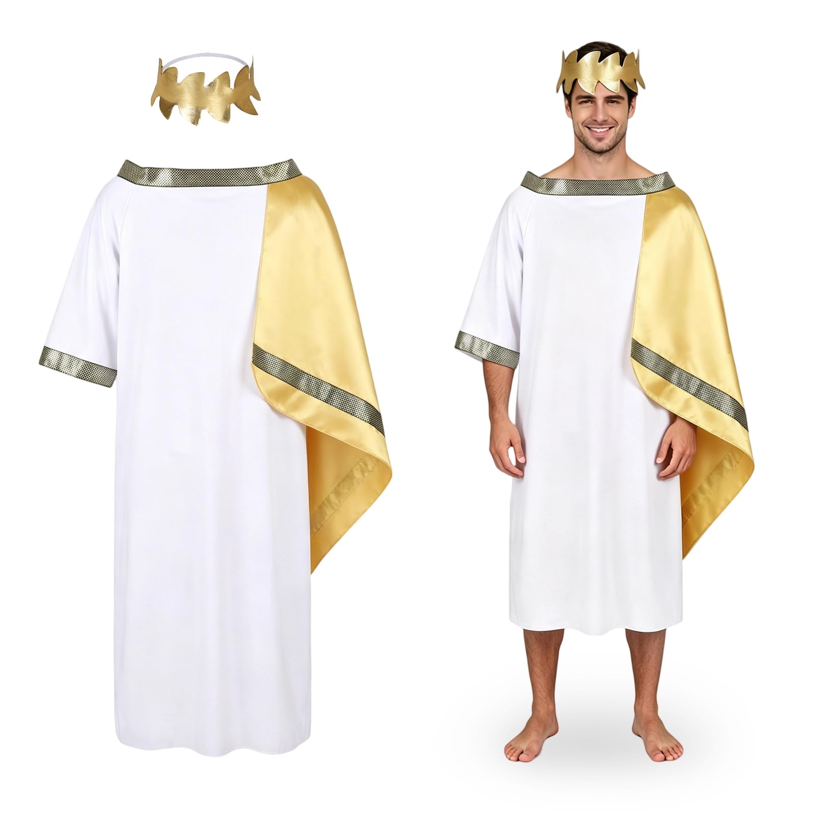 DiULi 2 PCS Greek God Roman Costume Cosplay Outfit, Toga Costume Men, XL