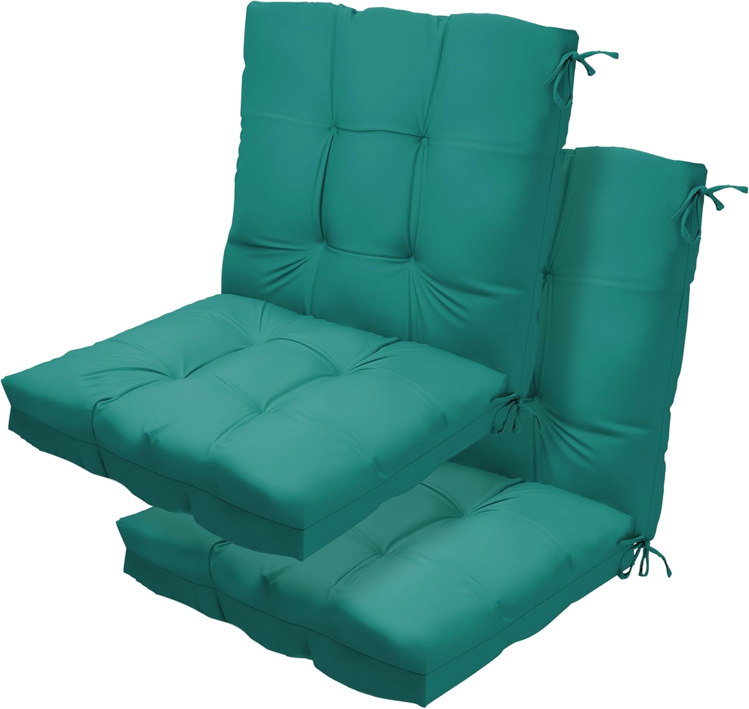 Outdoor High Back Chair Cushions 42"x 21" x 4", Waterproof Patio Chair Cushions, Fade Resistant Seat Cushion for Outdoor Furniture, Porch, Balcony and Indoor (Lake Blue, 2)