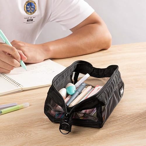 Miniatura 5 de ZIPIT Estuche de malla para lápices, bolsa con cremallera de gran capacidad para la escuela, bolsa de papelería para adolescentes, niñas, niños y