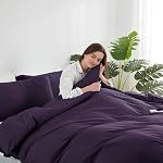Hearth & Harbor Purple Duvet Cover King Size - 3 Piece King Duvet Cover Set, Soft Double Brushed King Duvet Covers with Button Closure, 1 King Size Duvet Cover 104x90 inches and 2 Pillow Shams