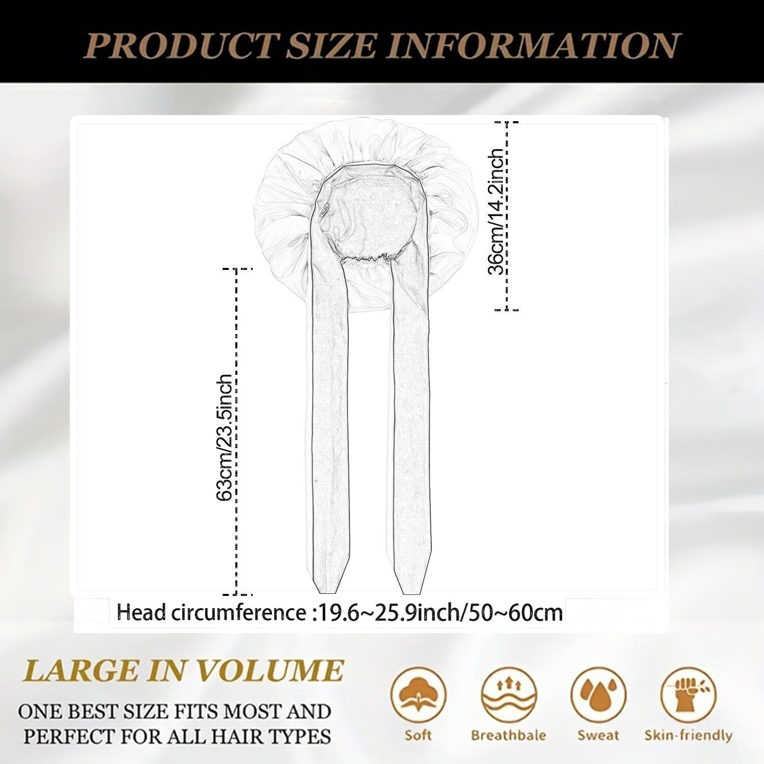 Satin Sleep Bonnet, Double-Sided Adjustable Tie Band, Anti-Breakage & Tangling Curly Hair, Braid, Dreadlocks, Women Men
