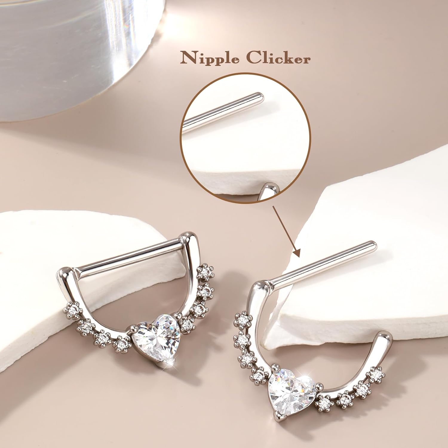 Melighting 14G Star Nipple Rings Steel 316L Nipple Piercing Jewelry Clear CZ Nipple Bars Clicker Nipple Barbell For Women Men 14mm - Image 4