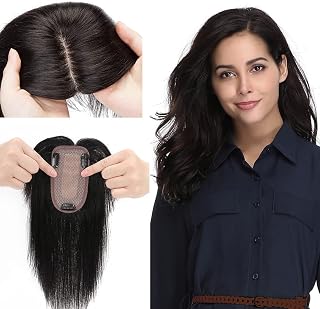 MY-LADY Clip in Topper for Women Upgraded 120% Density Remy Human Hair Silk Base Top Hairpieces with Bangs Replacement Wig... Price In India