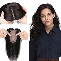 Vista 15 de MY-LADY Base monofónica natural con flequillo, castaño medio, cabello humano 100% real, clip, recto, parte media, 18 pulgadas #4