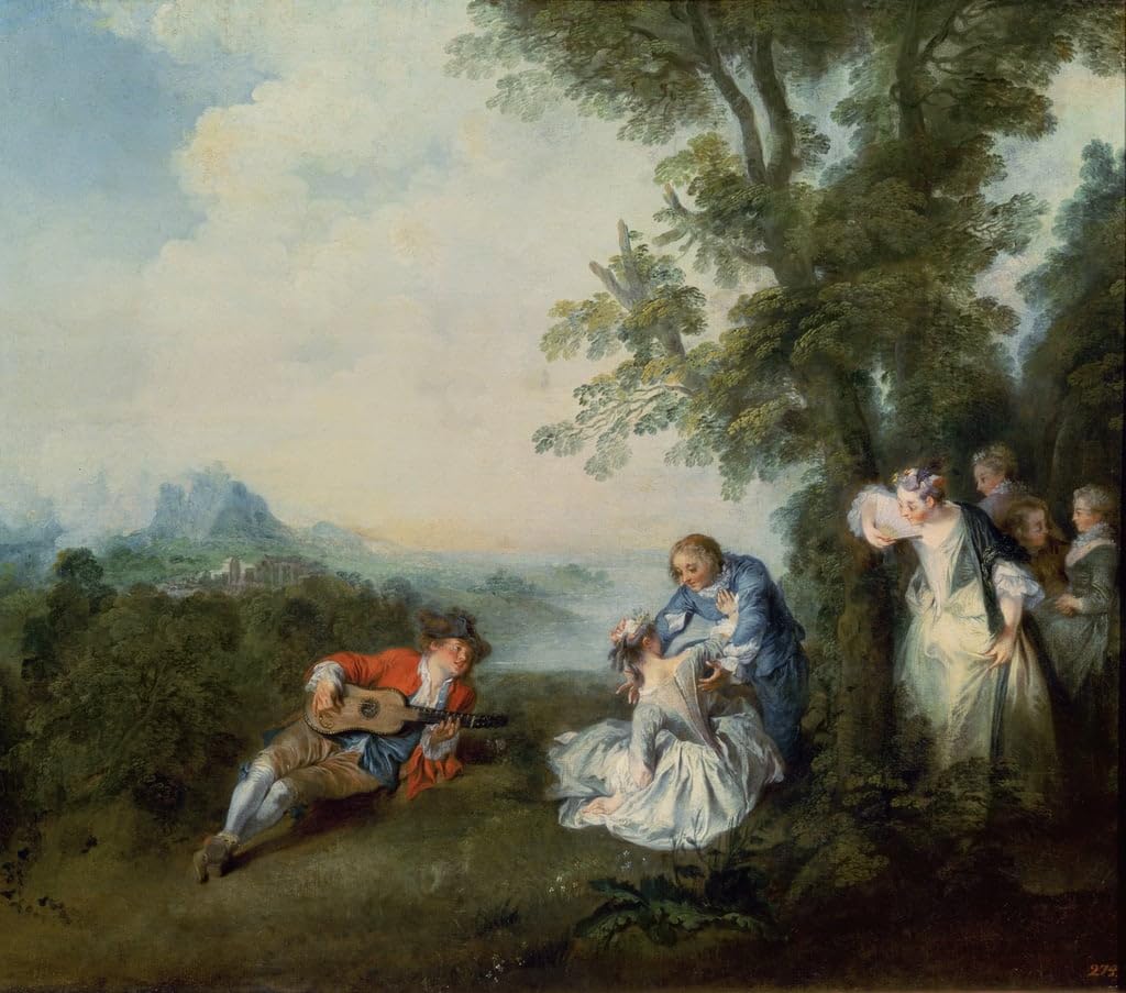 Tableau Toile Nicolas Lancret Grand Format pour Murs Nus Salon - 5