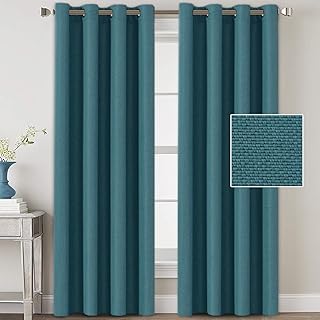 Linen Blackout Curtains 108 Inches Long for Bedroom / Living Room Thermal Insulated Grommet Curtain Drapes Primitive Textu...