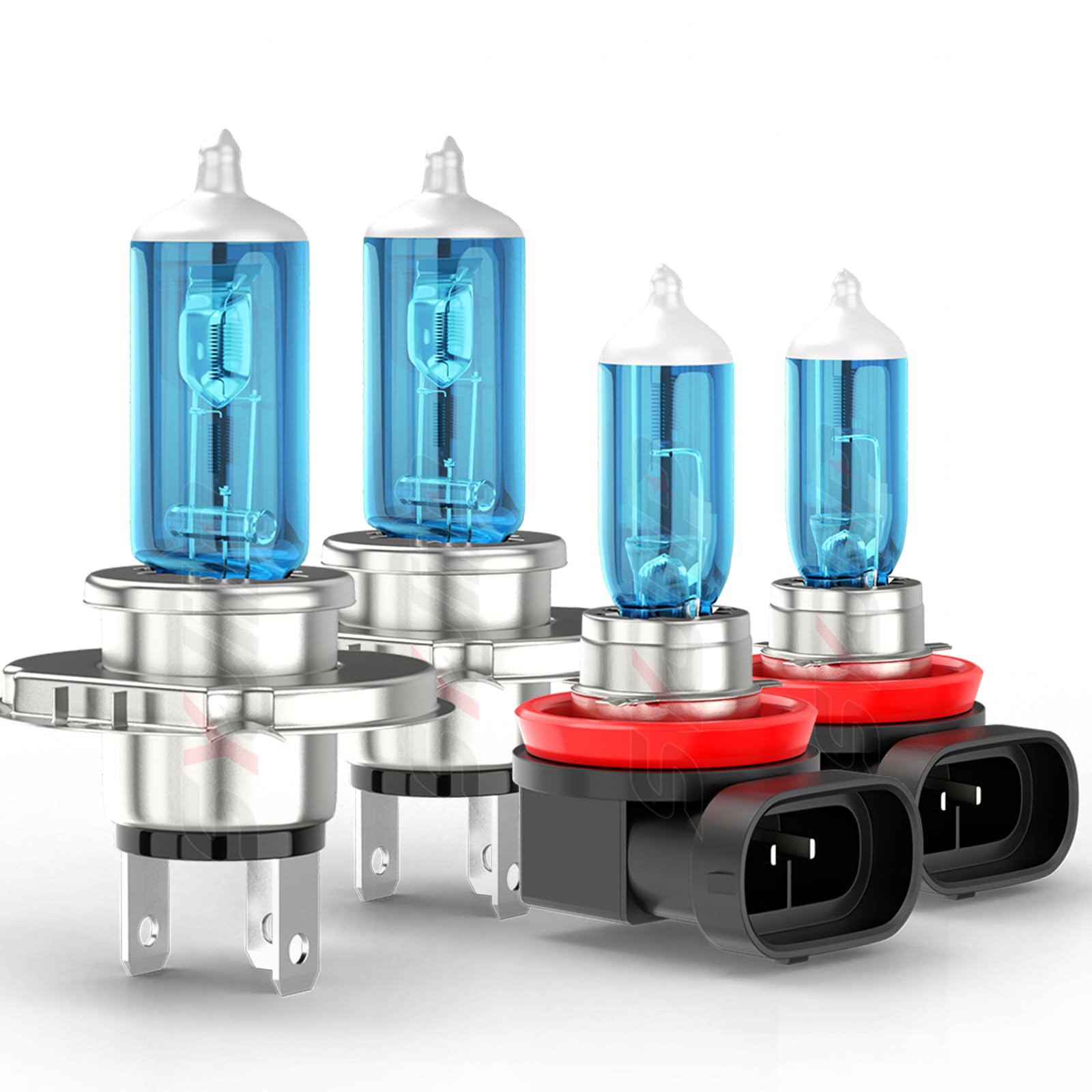 Upgraded Halogen Headlight Bulbs for Toyota Tundra 2014 2015 2016 2017 2018 2019 2020 2021, High and Low Beams + Fog Lights Headlamp Combo, 300% Brightness, 6000K White Bright, Plug n Play, 4 PCS