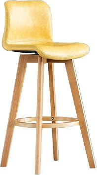 PU Counter, Kitchen Island Bar Chairs with Wooden Legs, 360 Swivel High Chair, Restaurant Dining Stool with Curved Backrest, Sit Height 61/71/81cmSize61cm/24,ColorLight Brown