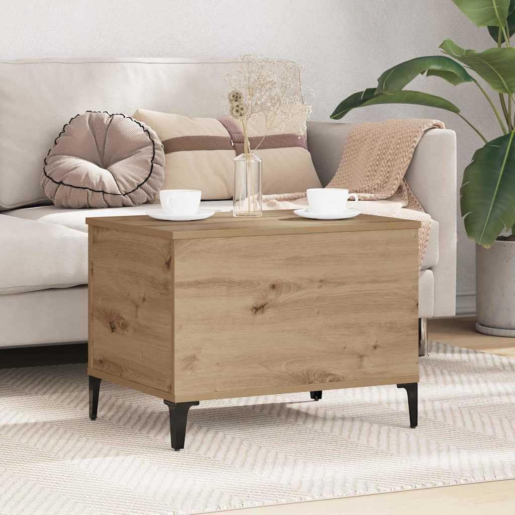 Table basse chêne artisanal 60cm pour réchauffer votre séjour moderne