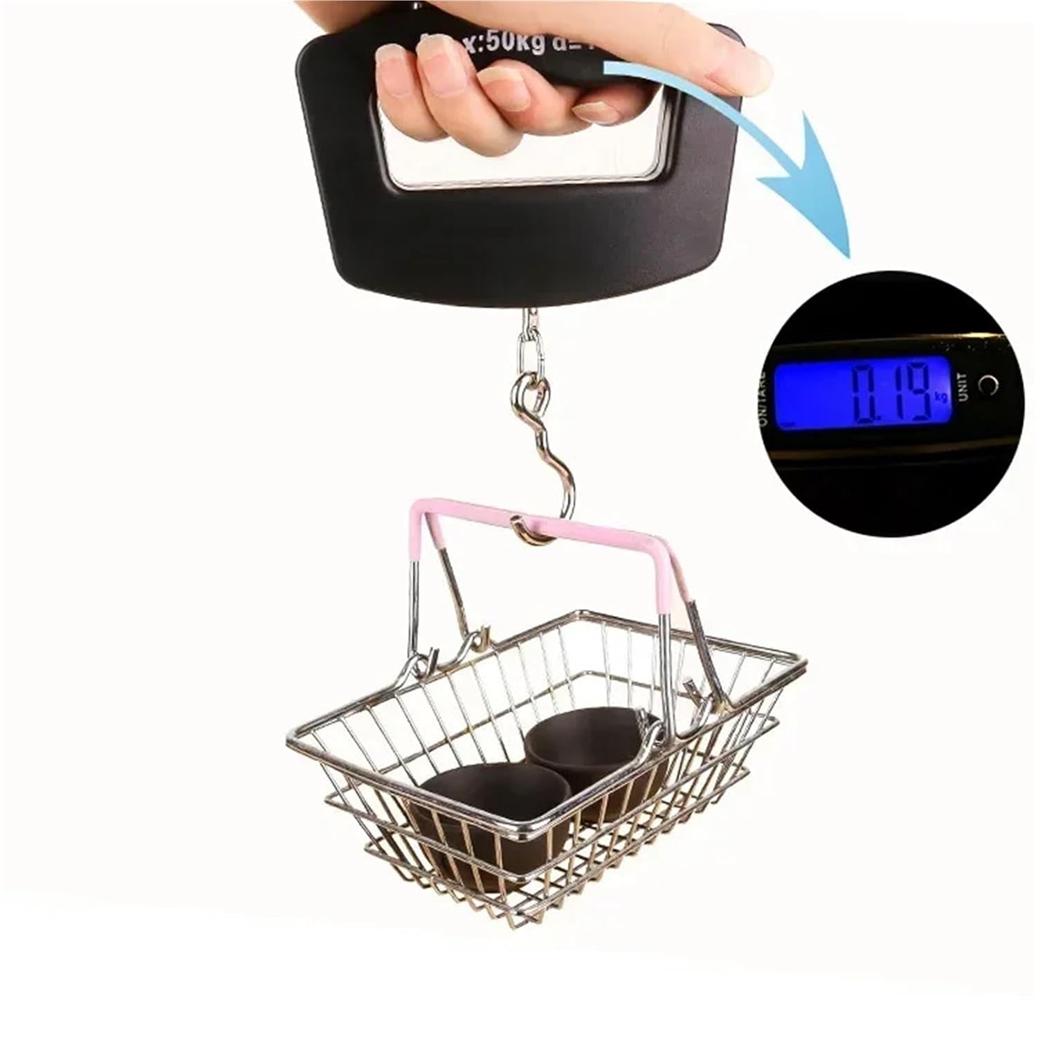 Luggage Scale, 50kg Mini Portable Handheld Electronic Scale Home Supermarket Purchase Hook Scale Express Luggage