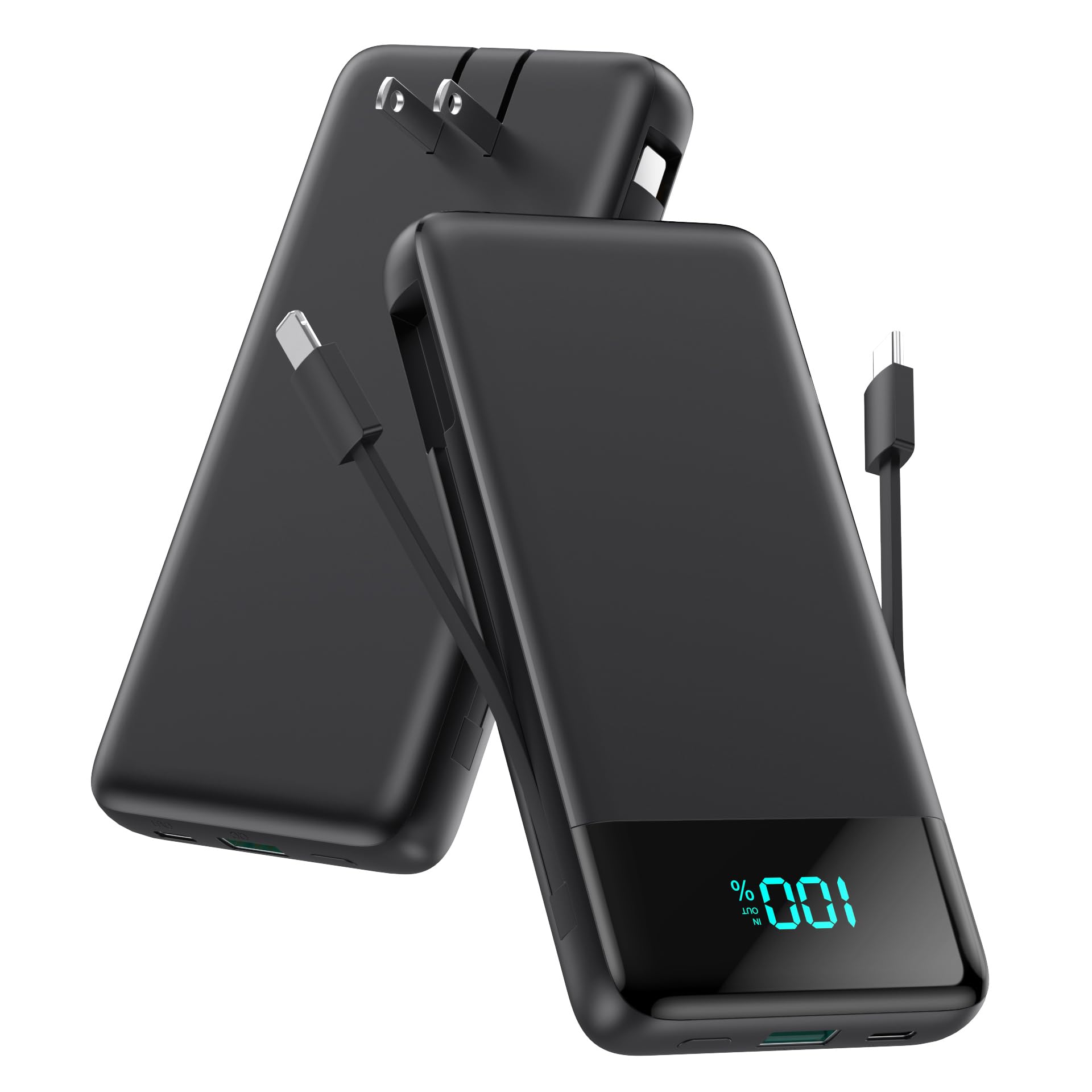 FOCHEW Portable Charger with Built-in Cables