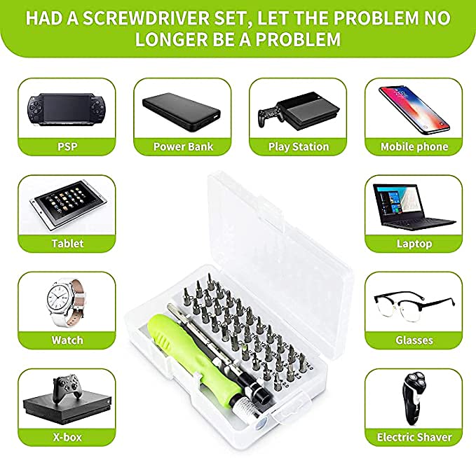 Image of 32 In1 Multi-Bit Screwdriver Precision Set For Mobile Laptop PC Repair Tool Kit - AT-32PCSCREW-nw