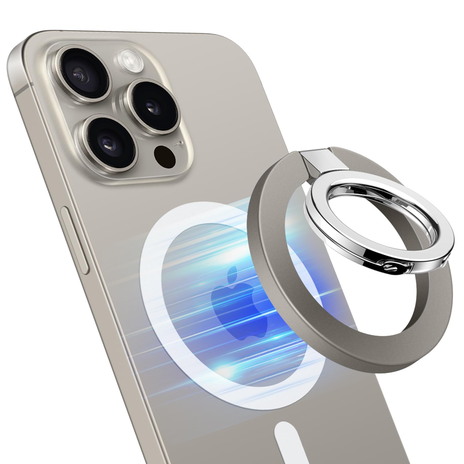 GVIEWIN Soporte magnético de anillo para teléfono, compatible con MagSafe agarre de teléfono con soporte ajustable, soporte magnético para iPhone 15 Pro Max/Plus/14/13/12/otros teléfonos inteligentes