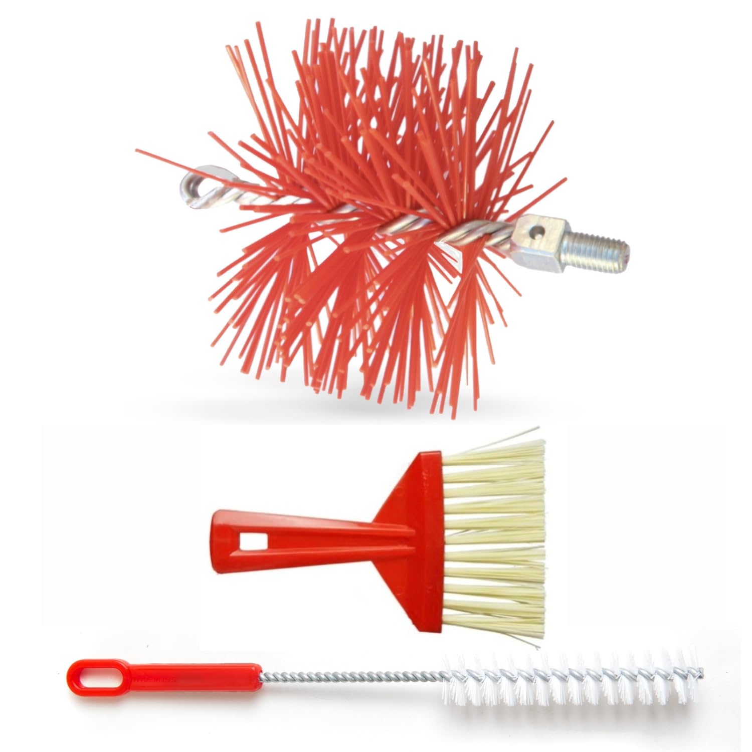 BARETTO Replacement Kit Accessories Cleaning Flue Pipe Diameter 150 mm | Nylon Main Brush – M12 Attachment | Brush and Multipurpose Brush | for Stove Fireplace Boiler - 1