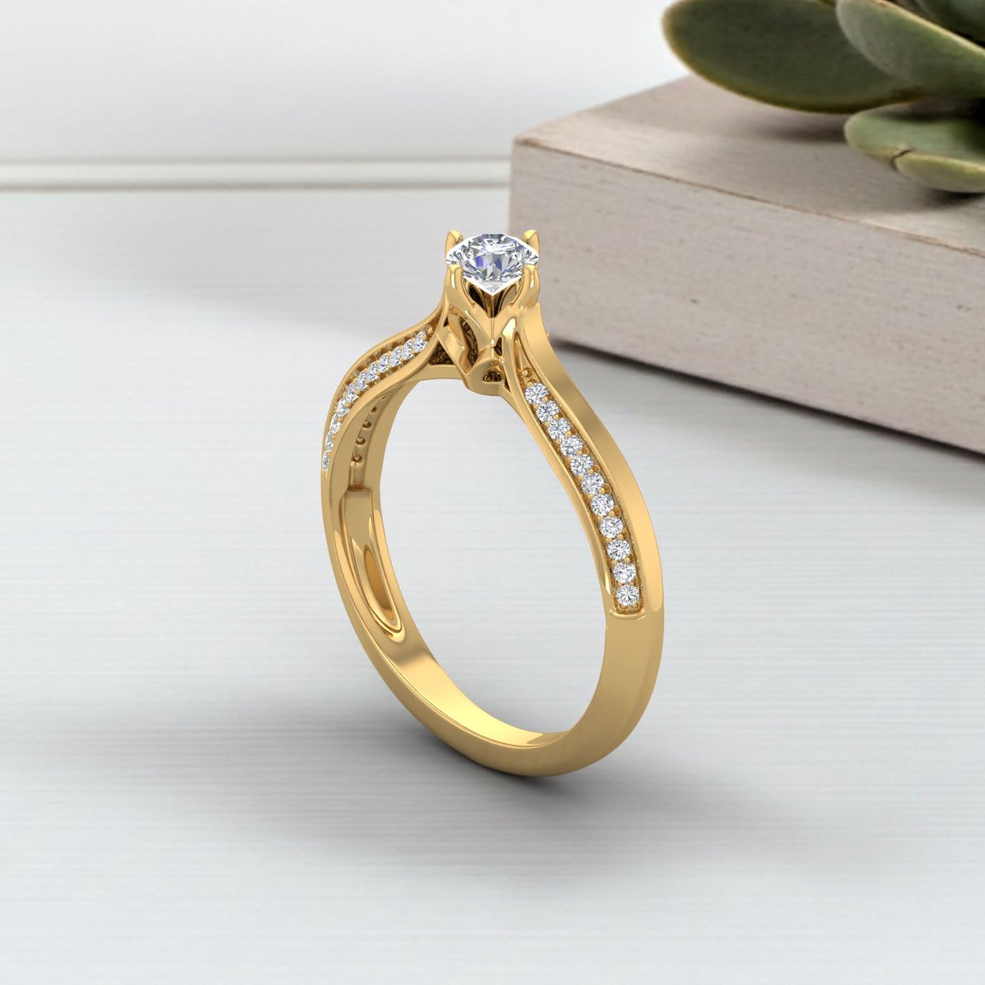 FINEROCK 1/2 Carat Round Diamond Solitaire Engagement Ring Band in 14K Gold (SI1-SI2 Clarity)