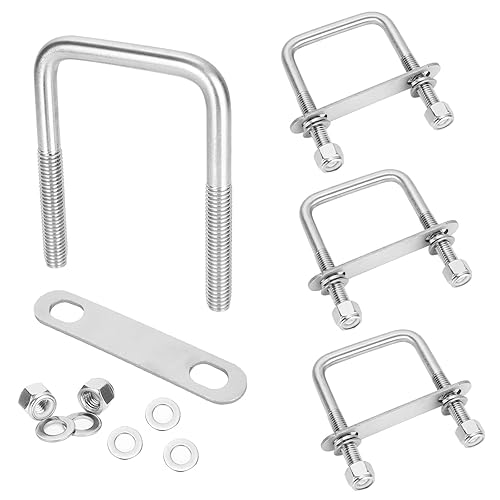 Miniatura 15 de Paquete de 4 pernos cuadrados en U de acero inoxidable de 1/2 pulgadas de profundidad x 2-1/16 pulgadas de ancho x 4-3/4 pulgadas de largo